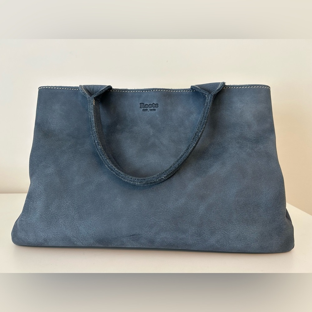 Roots Mont Royal Morandi Blue Leather Bag